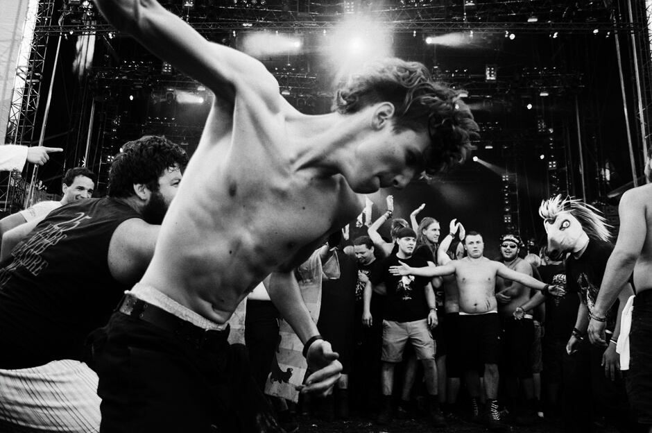 Metal fans in the mosh pit during the set of Neara at Wacken Open Air 2013.