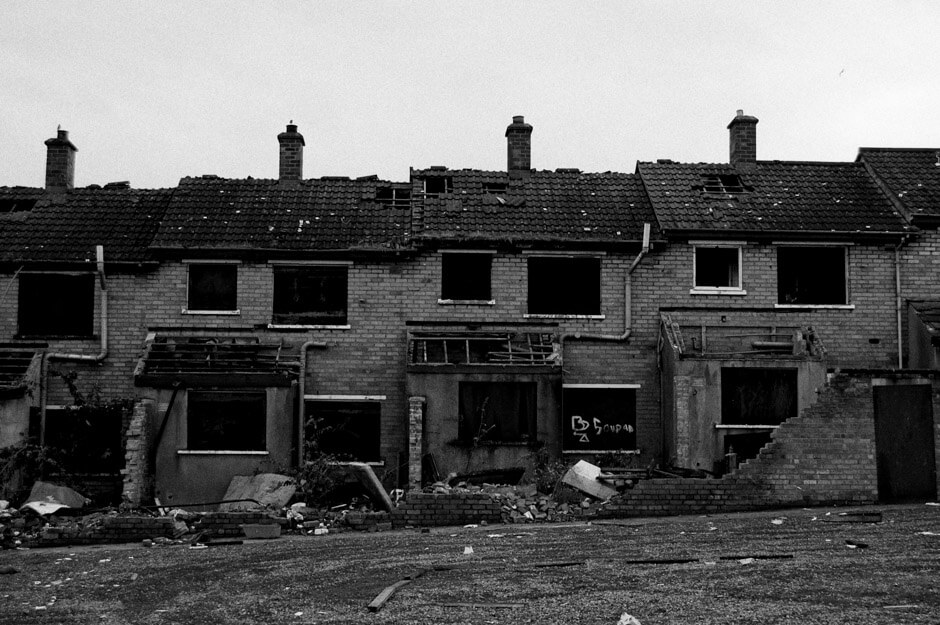 Abandoned houses in the loyalist Tigers Bay area of North Belfast.