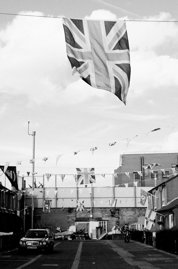 The small Loyalist Cluan place nest to Nationalist enclave on the 12th of July in East Belfast.